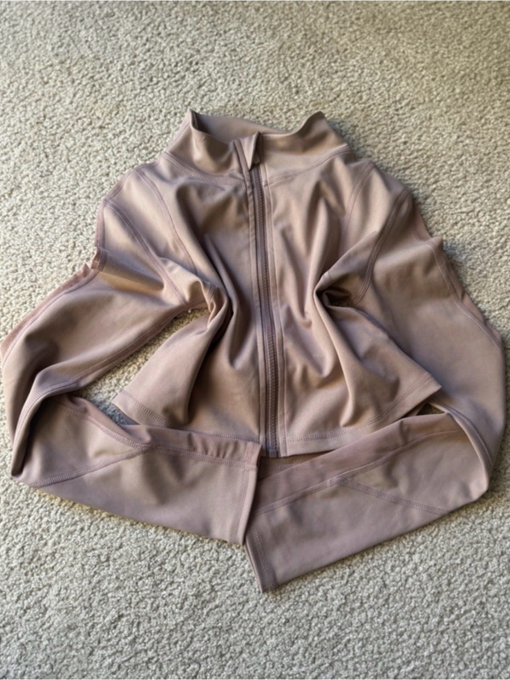 OOTDFash Mauve purple crop sweater athletic Zip-Front Crew Jacket
